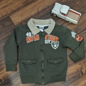 Aviator Teddy Faux Fur Collar Jacket